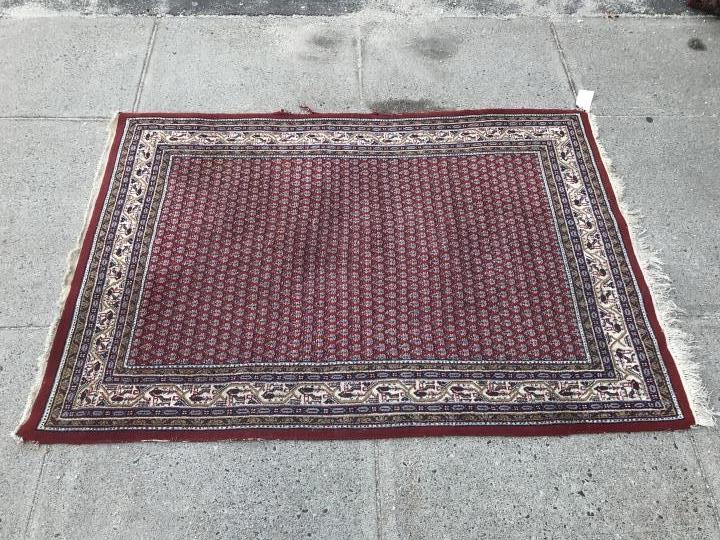 Hand Knotted Persian Boteh Area Rug Burgundy Ivory (1 of 7)