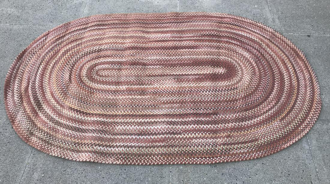 Hand Braided Oval Checkered Stripe  Area Rug (1 of 7)
