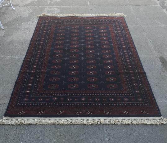 Persian Navy Blue Bokhara Wool Carpet (1 of 6)