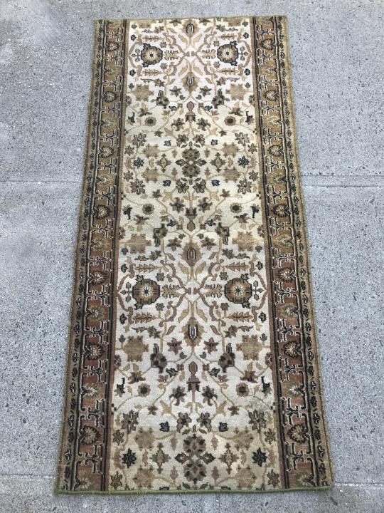 Persian Bokhara Wool Carpet Runner Beige, Taupe (1 of 4)