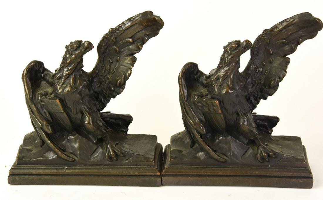 Pair Bronze Tone Bald Eagle Bookends (1 of 11)