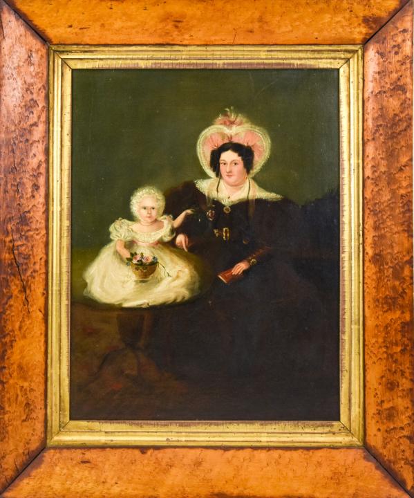 Antique English Oil Portrait Painting Mother Child (1 of 9)