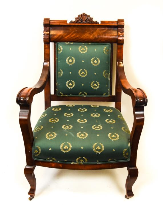 Antique Carved Upholstered Throne Chair Bee Motif (1 of 10)