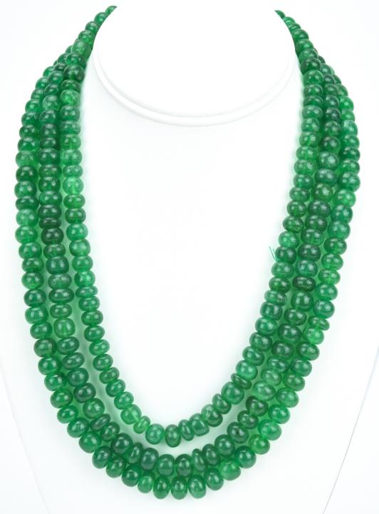 Three Strand Emerald Bead Necklace w 1,000 Carats (1 of 7)