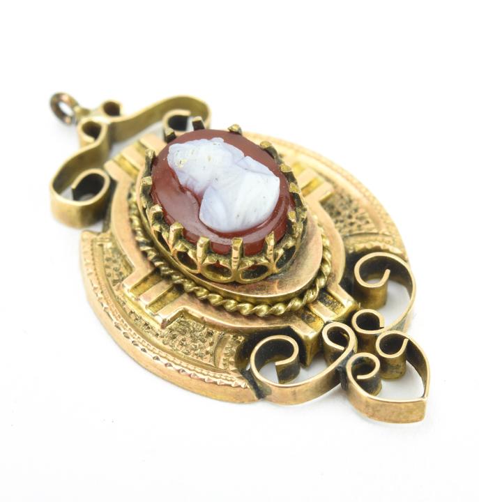Antique 19th C 10kt Yellow Gold & Cameo Pendant (1 of 4)