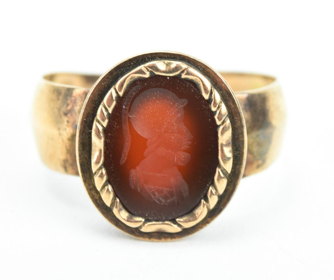 Antique 19th C 10kt Gold & Carnelian Intaglio Ring (1 of 6)