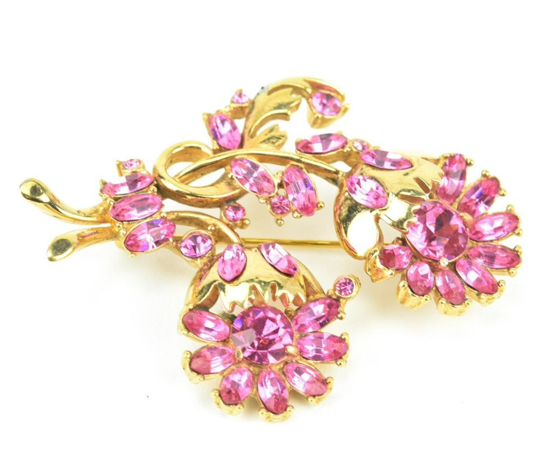 Vintage Hollycraft Pink Sapphire Paste Brooch (1 of 7)