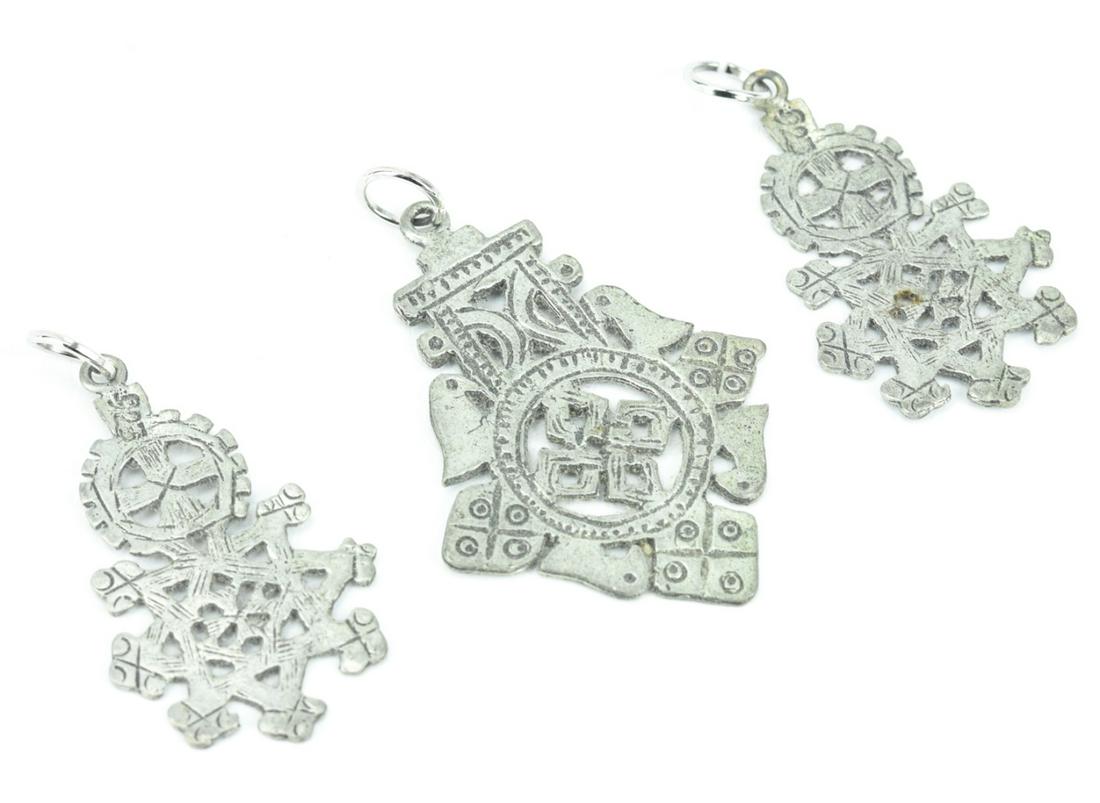 Three Vintage Coptic Cross Necklace Pendants (1 of 6)