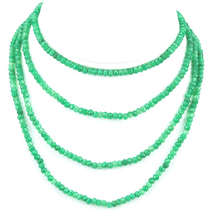 Pair Faceted Emerald & Sterling Necklace w 150 Cts (1 of 8)