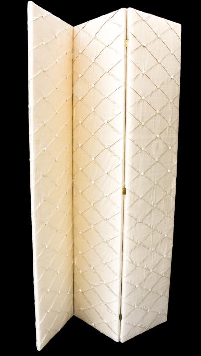 Contemporary Tufted Raw Silk Upholstered Screen (1 of 7)