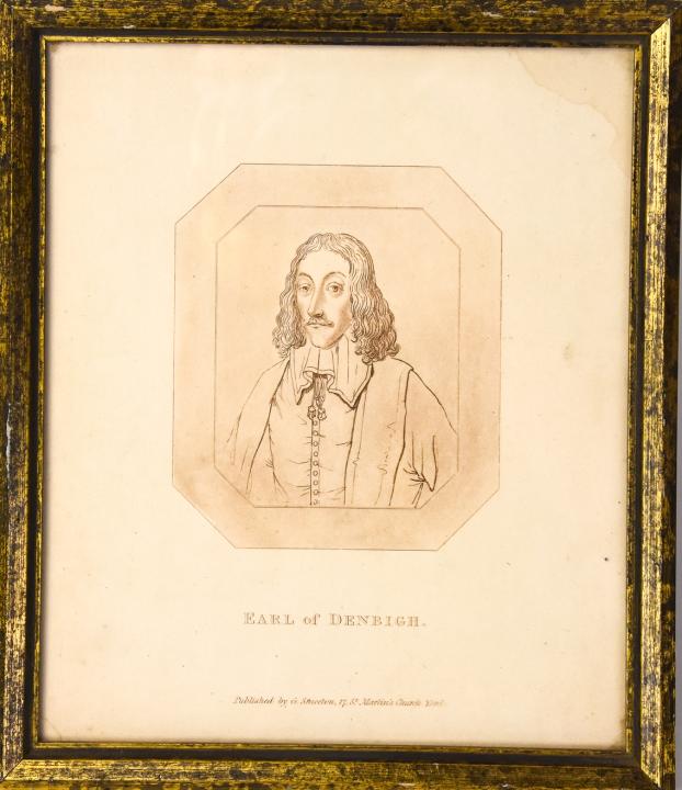 Antique English Nobility Engraving Earl of Denbigh: Antique English Nobility Engraving Earl of Denbigh. By G Smeeton. Marked on bottom. Professionally framed and matted. Earl of Denbigh (pronounced "Denby") is a title in the Peerage of England. It was 