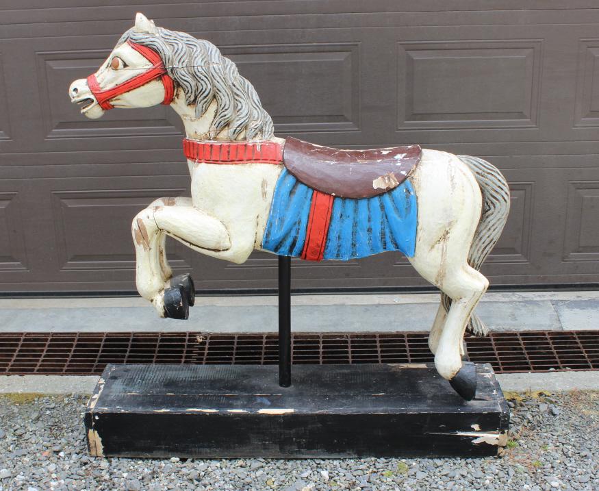 Hand Painted Carved Wood Carousel Horse w Stand (1 of 5)