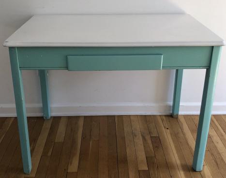 Mid Century Metal Top, Wood Base Kitchen Table (1 of 6)