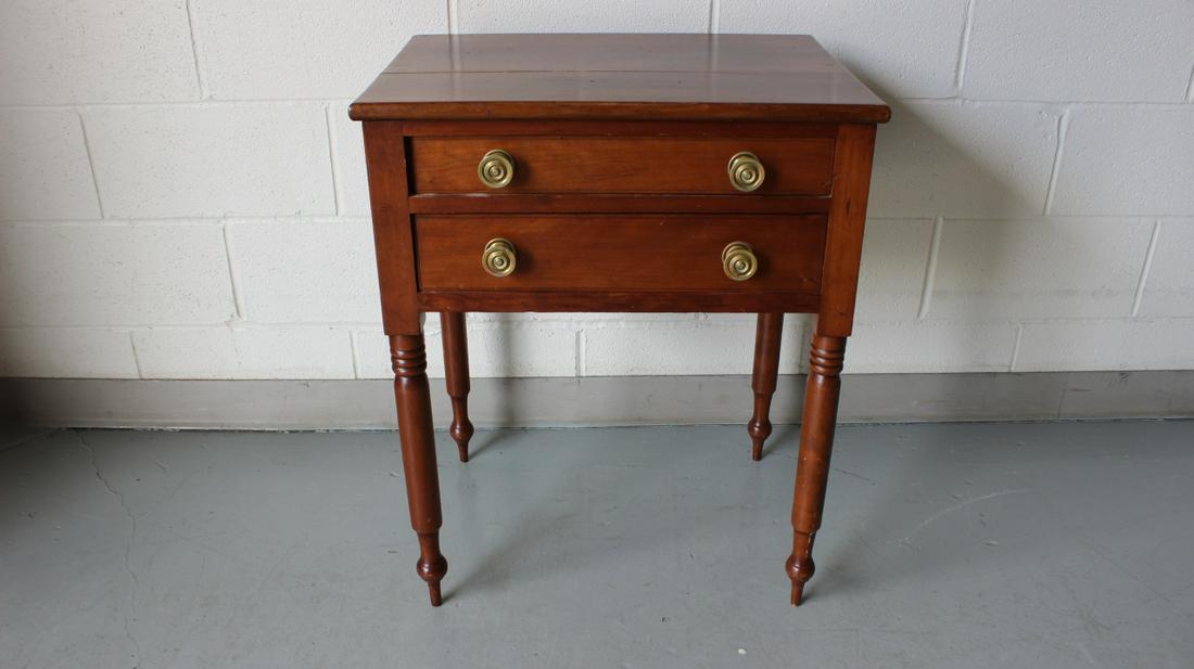 Antique American Empire Cherry 2 Drawer End Table (1 of 9)