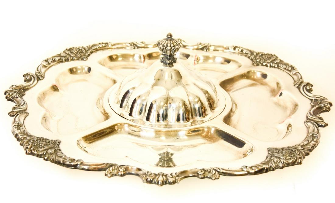 Silver Plate Footed Lazy Susan Serving Platter (1 of 9)