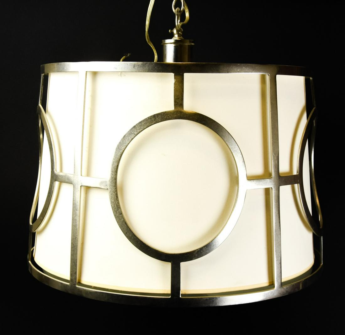 Modern Chrome Pendant Light with Drum Shade (1 of 5)