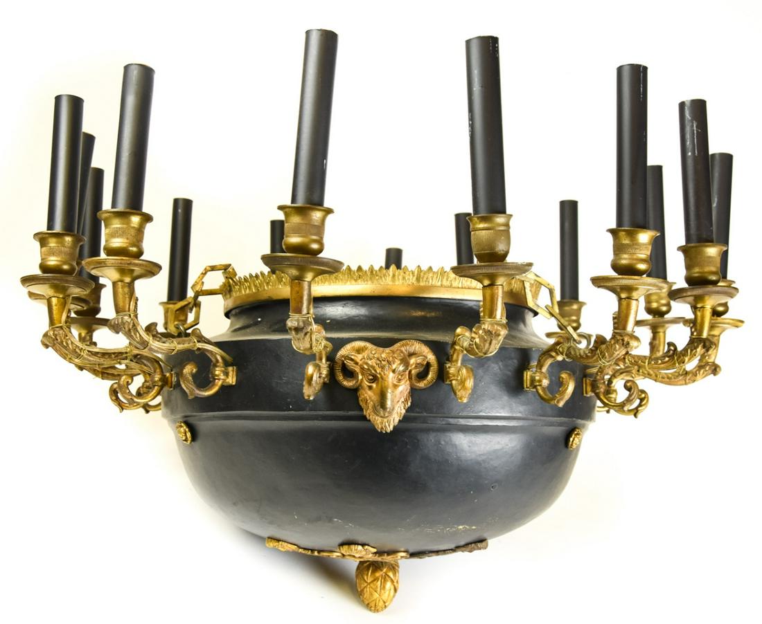 Neo Classical Style Bronze & Ebony Chandelier (1 of 8)