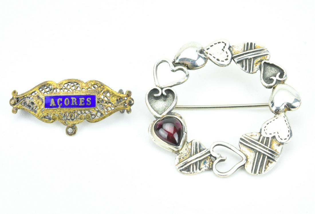 Sterling Heart Wreath Brooch & Silver Filigree Pin (1 of 6)