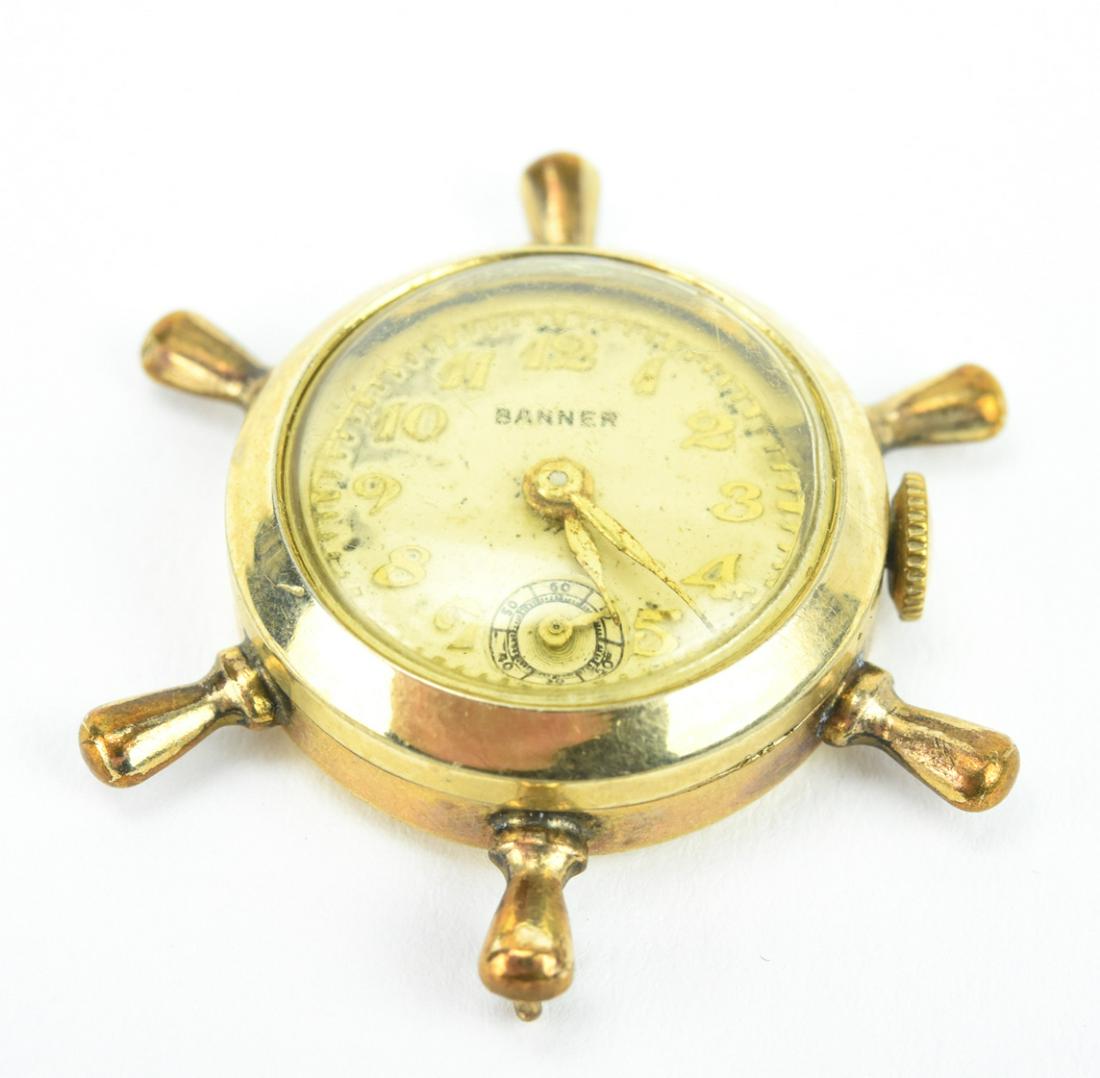 Estate Gold Filled Ship's Wheel Clock Pendant (1 of 6)