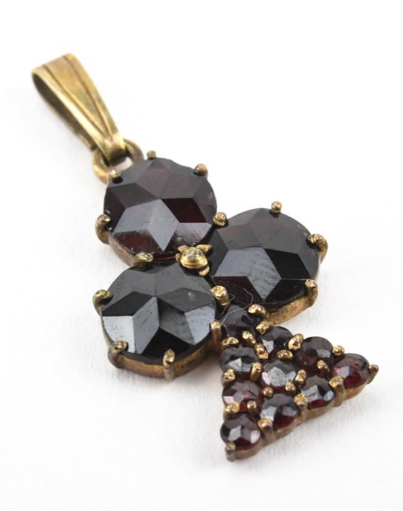 Antique German Rose Cut Garnet Clover Pendant (1 of 6)