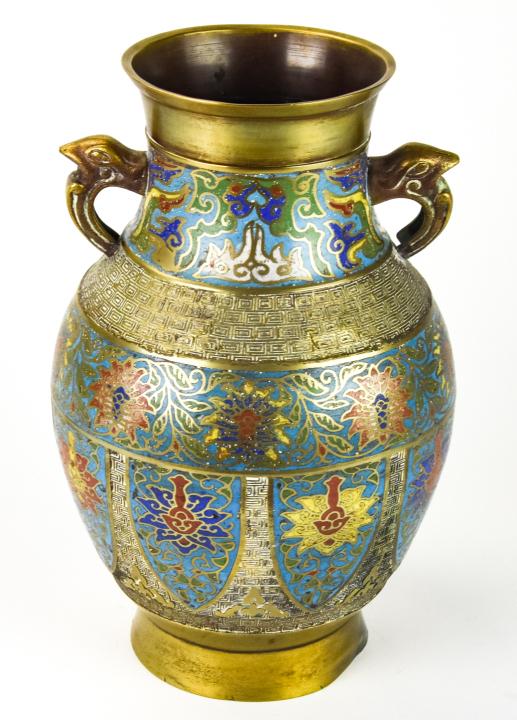Vintage Asian Cloisonne Brass Urn (1 of 6)