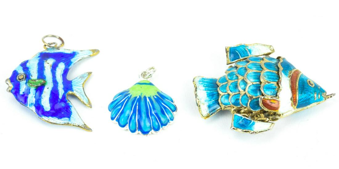 Vintage Enamel Fish & Sea Shell Pendants / Charms (1 of 8)