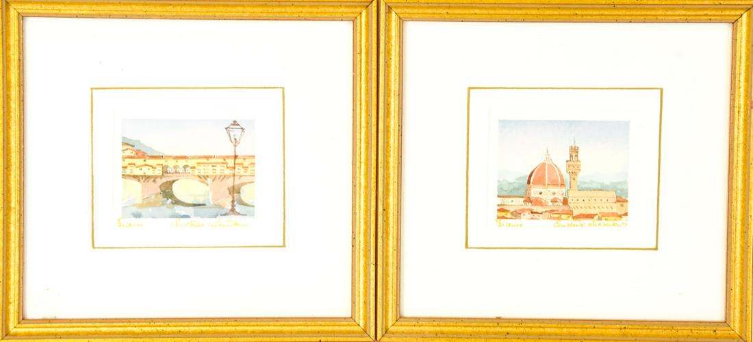 Pair of Italian Florentine Watercolor Paintings (1 of 7)