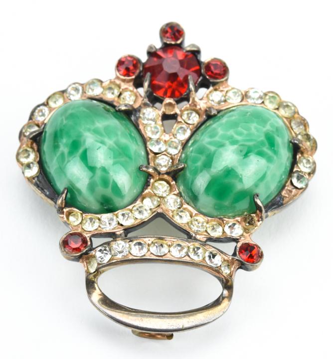 Vintage Sterling Silver Crown Jade Glass Cabochons (1 of 6)