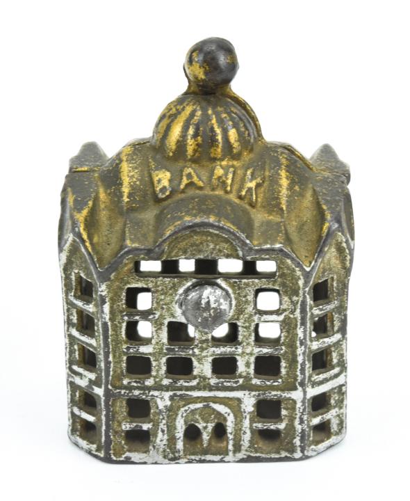 Antique 19th C Cast Iron Toy Piggy Bank Building (1 of 8)