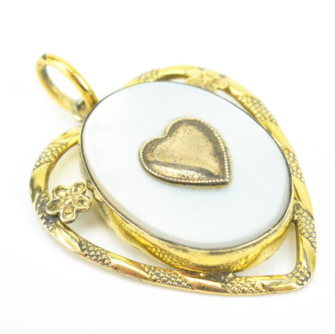 Antique Mother of Pearl & Heart Locket Pendant (1 of 5)