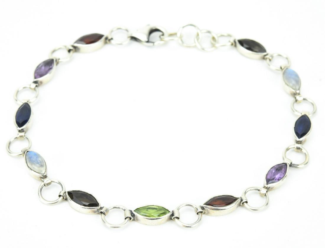 Sterling Citrine Garnet Moonstone Gem Bracelet (1 of 6)
