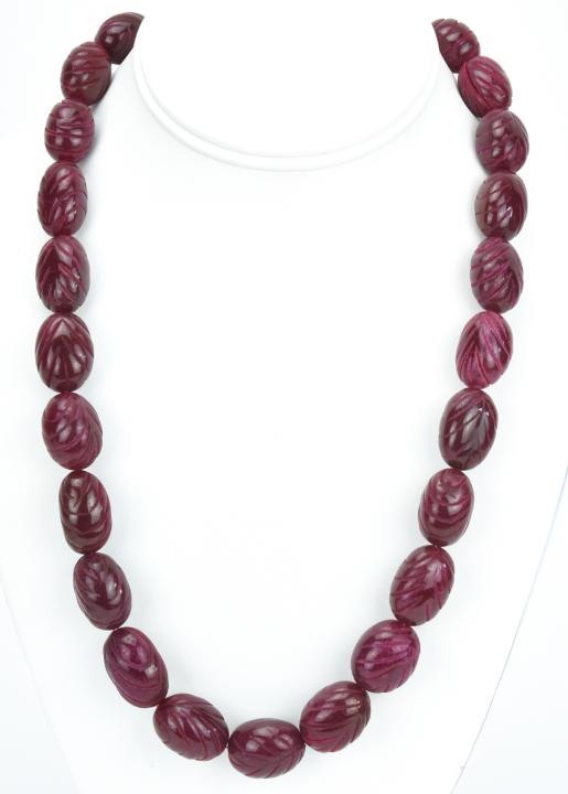 800 Carat Hand Carved Ruby Bead Necklace Strand (1 of 7)