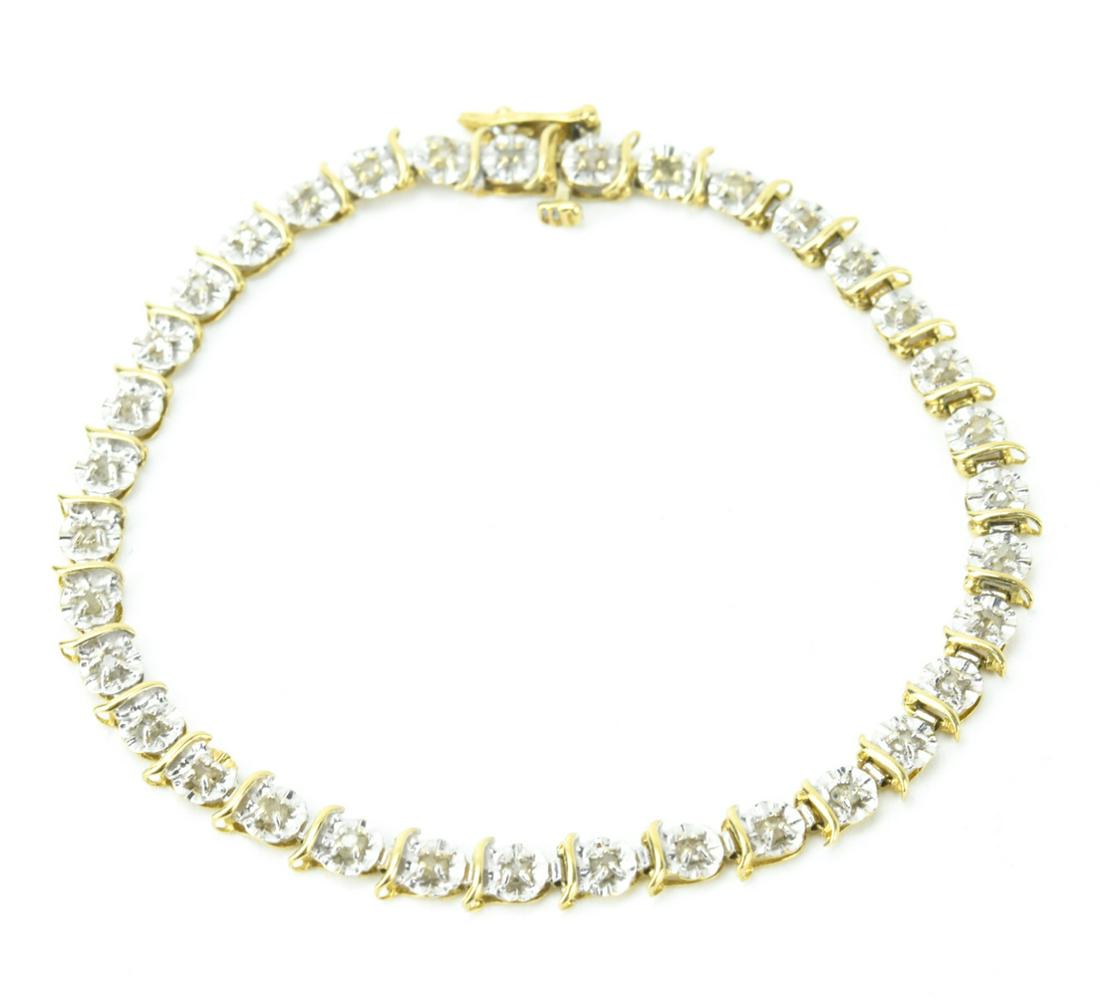 Estate 2 Tone 14kt Gold Diamond Bracelet (1 of 9)