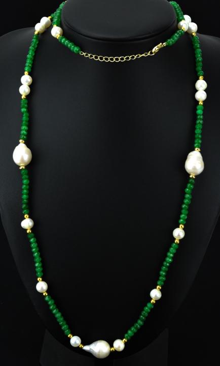 Faceted Emerald & Cultured Baroque Pearl Necklace (1 of 6)
