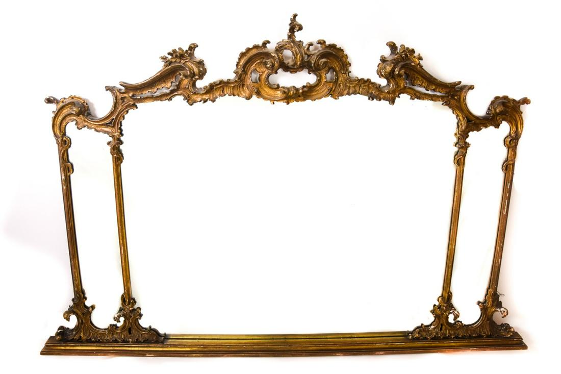 Antique Rococo Carved 3 Section Gilt Mantel Mirror (1 of 7)