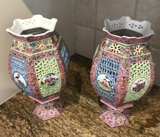 Pair of Hand Painted Chinese Porcelain Lanterns (1 of 6)
