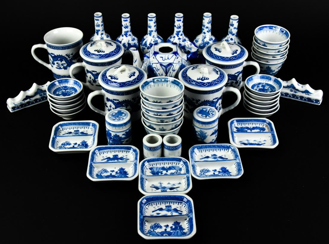 Chinese Canton Blue & White Assorted Table Items (1 of 10)