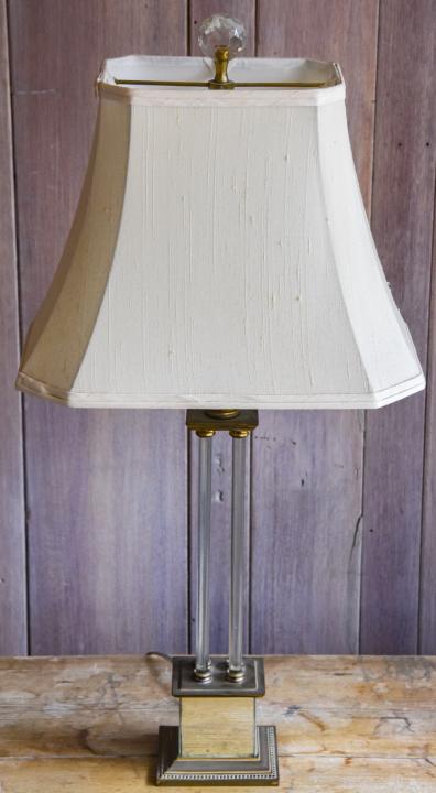 Hollywood Regency Glass & Mirror Table Lamp (1 of 6)