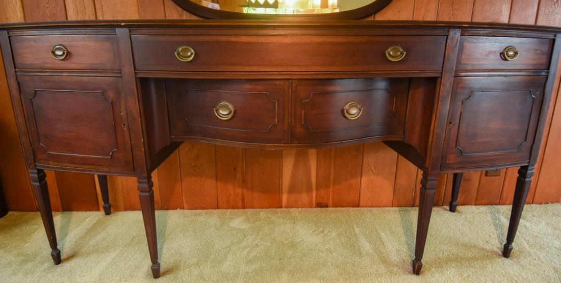 Antique Mahogany Serpentine Front Side Board (1 of 3)