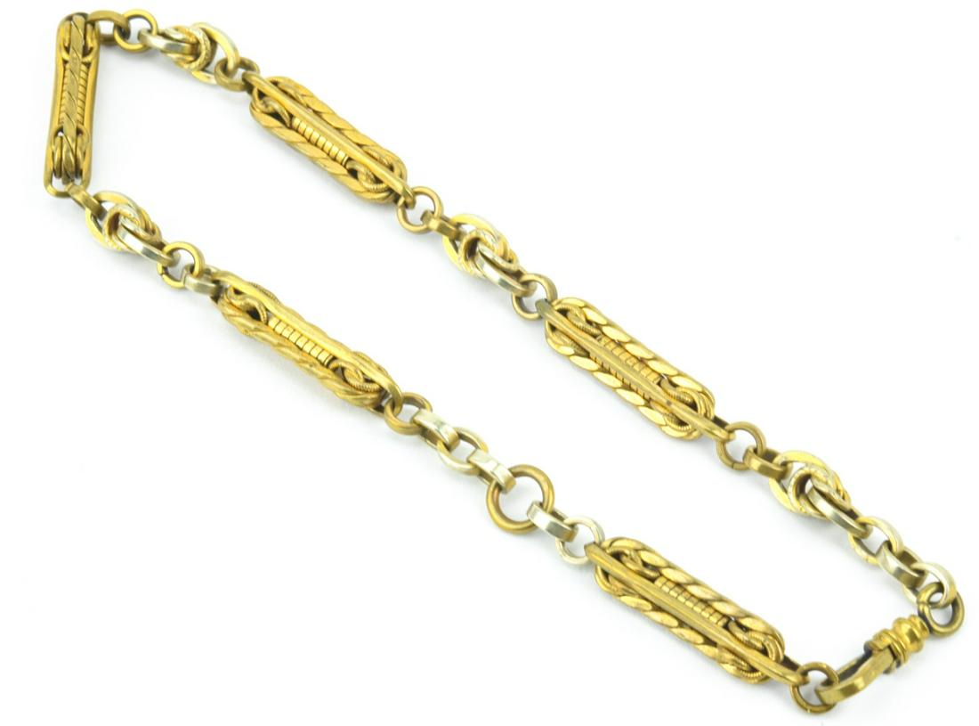 Antique 19th C Ornate Link Watch Chain w Dog Clip (1 of 6)