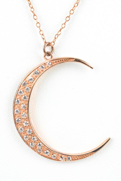 Gold Over Sterling Pave Set Crescent Moon Necklace (1 of 5)
