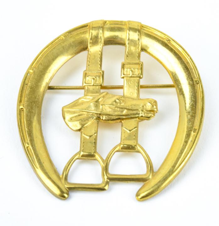 Antique Repousse Gold Filled Equestrian Brooch (1 of 6)