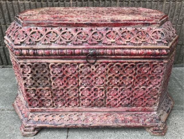 Antique Carved Indian Rosewood Hope / Dowry Chest (1 of 9)