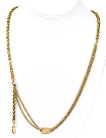 Antique 19th C Gold Fill Necklace Chain w Dog Clip (1 of 9)