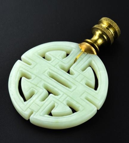 Chinese Jade Bi Disk Mounted on Brass Lamp Finial (1 of 7)