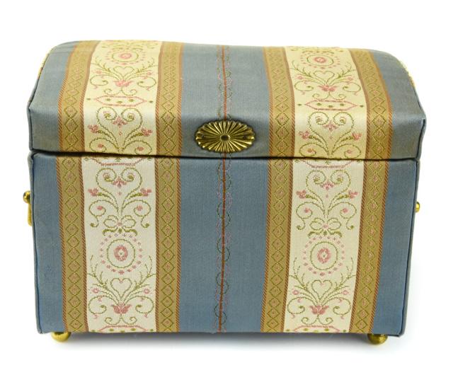 Antique Silk Brocade & Ormolu Jewelry Chest / Box (1 of 8)