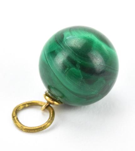 Antique Carved Natural Malachite Sphere Pendant (1 of 4)