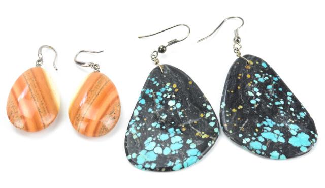 Sterling Silver Sandstone & Turquoise Earrings (1 of 7)