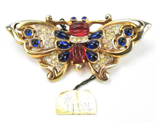 Crown Trifari Moghul Butterfly Brooch W Orig Tag