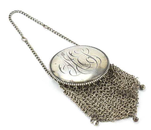 Antique C 1920s Sterling Silver Mesh Coin Purse (1 of 9)